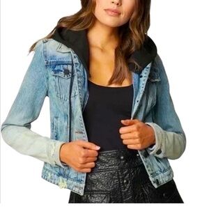 NWT BLANKNYC Womens Black Hooded Denim Jacket, Casual Encounter, S